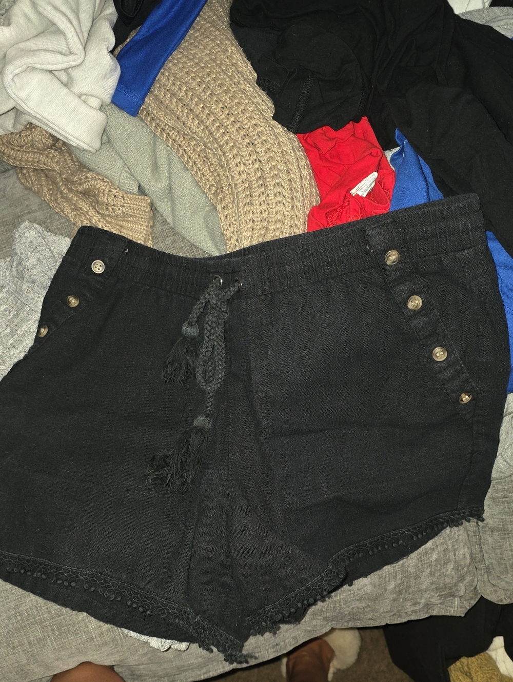 Women’s Black Casual Drawstring Shorts